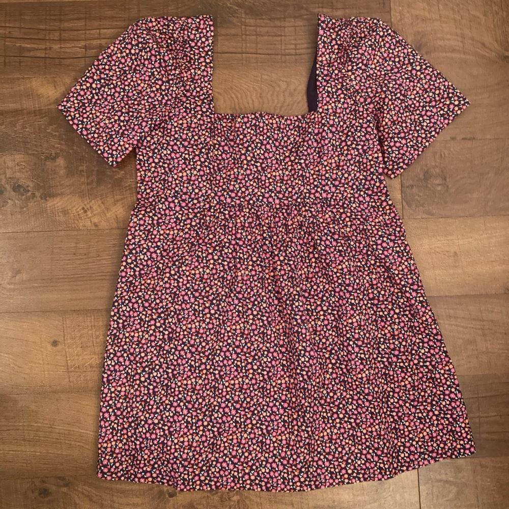 Draper James NWT Nassau Navy Floral Baby Doll Shift Dress Back Smocking Women XL